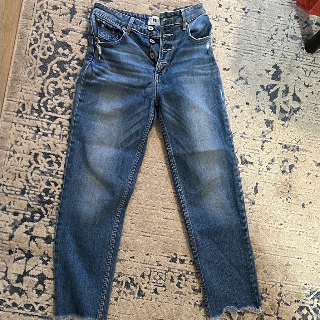 Paige Boyfriend Jeans In Faded Blue Wash